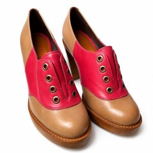 COLE HAAN Stephanie Air Oxford Pumps Sz 7B Tan Pink Colorblock Leather Steampunk